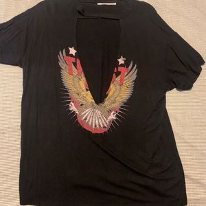 M Boutique Black Shirt- Deep V